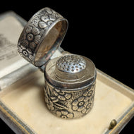 Decorative Sterling Silver Thimble & Thimble Case