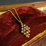 10K Yellow Gold Articulated Cluster Pendant Natural Diamond Necklace