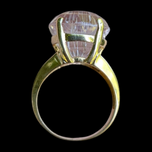 14K Gold Natural Pink Kunzite Statement Ring Oval Cut