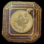 14K Yellow Gold Cancer Zodiac Medallion Charm Pendant