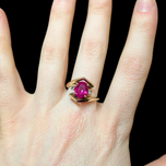 10K Yellow Gold Synthetic Ruby & White Topaz Ring Size 7.5