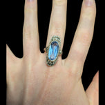 Theodor Fahrner Sterling Silver Art Deco Statement Ring Blue Spinel & Marcasite