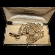 Birks Vermeil Filigree Flower and Leaves Brooch