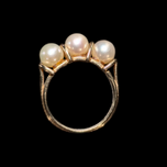 10K Yellow Gold Triple Pearl Ring Size 6