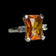 10K White Gold Rectangular Cut Synthetic Orange Sapphire & Topaz Ring Size 6