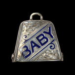 Victorian Sterling Silver "Baby" Enamel Bell / Rattle Pendant Birmingham