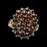 Antique .900 Silver Bohemian Garnet Cluster Ring Size 6