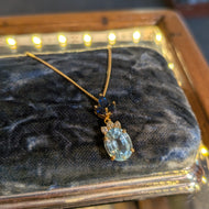 14K Gold Blue Topaz, Sapphire, and Diamond Necklace
