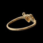 10K Yellow Gold Heart and Key Rope Diamond Ring Size 5 3/4