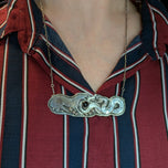 Sterling Silver Fighting Ferret / Weasel / Badger & Snake Black Onyx Pendant Necklace