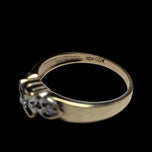 10K Yellow Gold Illusion Set Heart Flanked Diamond Ring Size 7 3/4