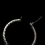 14K White Gold Simple Etched 1" Hoops
