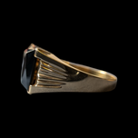10K Yellow Gold Square Cut Hematite Signet Style Ring Size 11.5