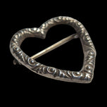 Antique / Edwardian Sterling Silver Etched Heart Brooch / Slider Pendant