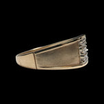 10K Yellow Gold 9 Diamond Brushed Cluster Band Size 11 3/4