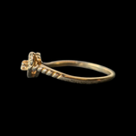 10K Yellow Gold Heart and Key Rope Diamond Ring Size 5 3/4