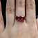 10K Gold Synthetic Ruby 3 Stone Ring Size 6.5