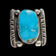 Navajo / Vintage Pawn Silver Square Sterling Silver & Turquoise Cabochon Ring Size 6