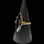 10K Yellow Gold Hematite / Black Alaskan Diamond Ring Size 5.5