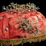 Antique .800 Silver Gold Foiled Wedding Tiara Head Piece and Brooch Set: Late 1800s German Silver Design
