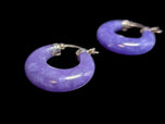 Lavender Jade Hoop Earrings in Sterling Silver