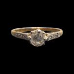 18K Yellow Gold and Platinum Natural White / Colourless Zircon Ring Size 5.5