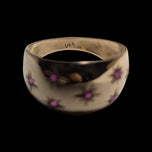 14K Yellow Gold Ruby Starburst Cluster Thick Band Ring Size 7 3/4