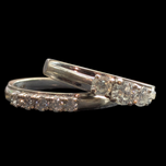 14K White Gold Diamond Trinity Style Ring and Matching Band Claw Set Size 7