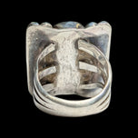 Navajo / Vintage Pawn Silver Square Sterling Silver & Turquoise Cabochon Ring Size 6