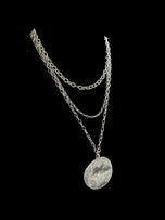 Silpada Triple Strand Hammered Disk Pendant Necklace Sterling
