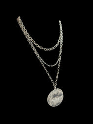Silpada Triple Strand Hammered Disk Pendant Necklace Sterling