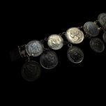 Victorian Era Etched Love Token Coin Family Monogram Panel Link Bracelet