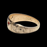 Antique 10K Yellow Gold Purple Sapphire, Garnet, White Topaz Etched Band / Gypsy Ring Size 6 1/2
