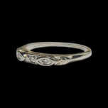 Vintage 18K White Gold & Diamond Row Ring Size 5 1/4
