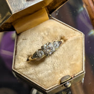Vintage 14K Yellow and White Gold Diamond Ring Size 6 3/4