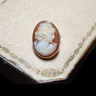 14k Yellow Gold Right Facing Cameo Pin