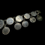Victorian Era Etched Love Token Coin Family Monogram Panel Link Bracelet