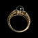 14K Yellow Gold Diamond & Black Tahitian Pearl Ring Size 5.5