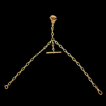 Gold Filled T Bar Albert Chain With Dog Clip & Vermeil Wax Seal Carnelian Warrior Intaglio Fob