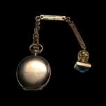 Gold Filled Blue Glass Locket Pocket Watch Fob