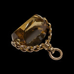 9K Yellow Gold & Citrine Spinner Watch Fob / Pendant