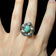 Sterling Silver Native American Feather / Leaf Flanked Turquoise Ring Size 7