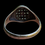 9K Gold and Diamond Cluster Signet Style Vintage Ring Wood Grain Design