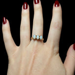 10K Yellow Gold Three Opal Row Ring Size 7