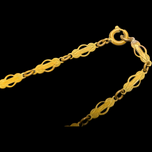 Vintage Brass Chain Link Necklace with Coral Coloured Celluloid Flowers
