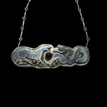 Sterling Silver Fighting Ferret / Weasel / Badger & Snake Black Onyx Pendant Necklace
