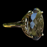 10K Yellow Gold & Faceted Oval Cut Smoky Quartz Cocktail Ring