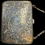 Birks Etched Sterling Silver Hand Clutch / Dance Card / Purse Chain & Inner Pockets