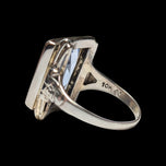 10K White Gold Art Deco Bezel Set Synthetic Spinel Ring Size 2 3/4