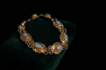 14K Yellow Gold and Opal Link Bracelet With Safety Clasp